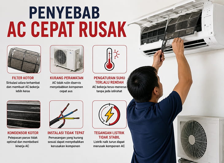 Penyebab AC Cepat Rusak: Kenali Faktor Utamanya Agar AC Lebih Awet